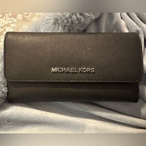 Michael Kors Travel Crossgrain Leather Tri-fold Wallet